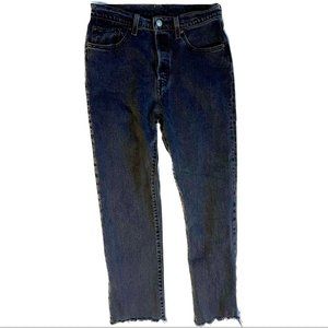 Levi's 501 Straight Leg Raw Hem Black Jeans wegdie  W27 L26